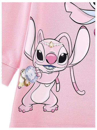 MONNALISA abito felpa bambina rosa stampa stitch da bambino