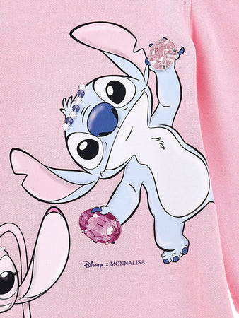 MONNALISA abito felpa bambina rosa stampa stitch da bambino
