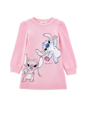 MONNALISA abito felpa bambina rosa stampa stitch da bambino