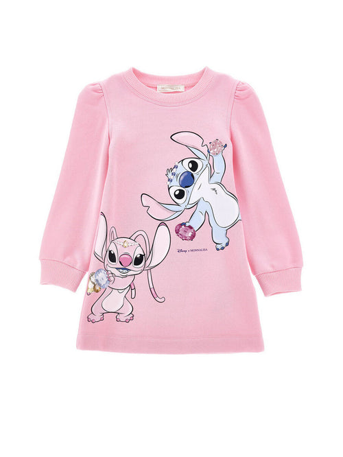 MONNALISA abito felpa bambina rosa stampa stitch da bambino