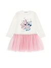 MONNALISA vestito bambina panna e rosa stampa stitch da bambino