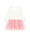 MONNALISA vestito bambina panna e rosa stampa stitch da bambino