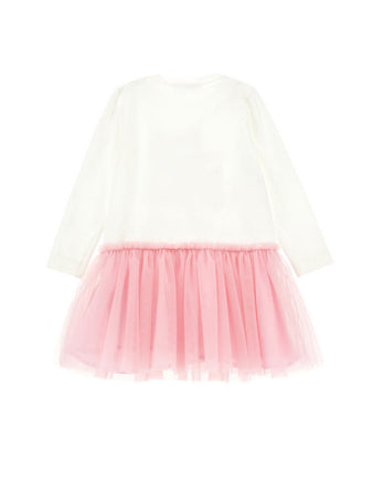 MONNALISA vestito bambina panna e rosa stampa stitch da bambino