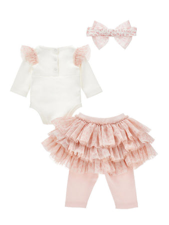 MONNALISA completo neonata panna e rosa da bambino