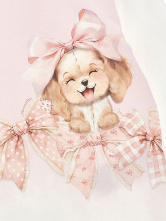 MONNALISA abito felpa bambina panna e rosa da bambino