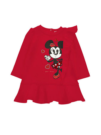 MONNALISA abito felpa bambina rubino stampa minnie da bambino