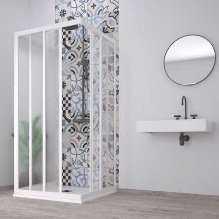 Box doccia 3 Lati "Acril" in Acrilico con profili in PVC apertura centrale riducibile "Made in Italy"