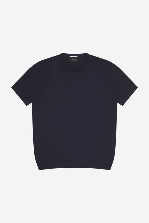 AT.P.CO Maglia Uomo Girocollo in Cotone Crêpe Blu Navy Regular Fit