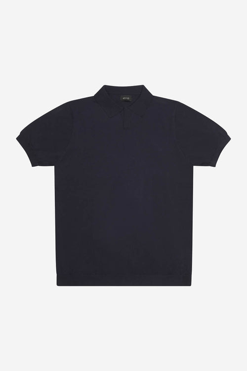 Polo uomo AT.P.CO in maglia di cotone crêpe nera manica corta collo senza bottoni
