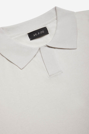 Polo uomo AT.P.CO in maglia di cotone crêpe grigio freddo manica corta collo senza bottoni