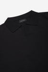Polo uomo AT.P.CO in maglia di cotone crêpe nera manica corta collo senza bottoni