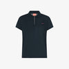 Polo donna Sun68 blu navy in jersey di lino con scollo a V