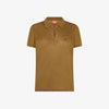 Polo donna Sun68 marrone volpe in jersey di lino con scollo a V