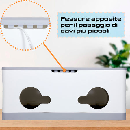 Scatola Porta Cavi in ABS super resistente, Protezione Ciabatte elettriche, sistema i cavi aggrovigliati, Sicurezza Bambini e Animali.