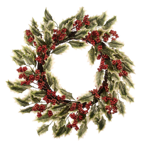 Ghirlanda tonda natalizia con bacche rosse, dietro porta da 61 cm