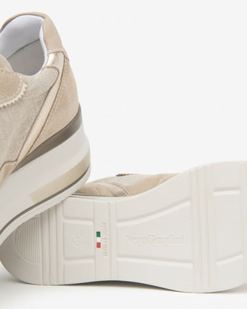 NeroGiardini Donna Sneakers da donna in pelle, tessuto e materiale tecnico