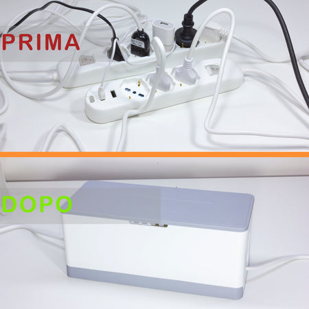 Scatola Porta Cavi in ABS super resistente, Protezione Ciabatte elettriche, sistema i cavi aggrovigliati, Sicurezza Bambini e Animali.