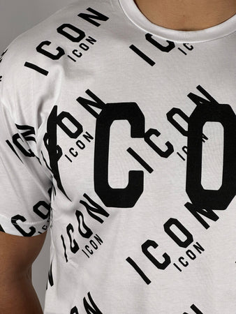 T-shirt con logo stampa all over bianca