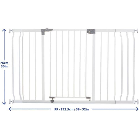 Barriera di sicurezza - DREAMBABY - LIBERTY - 1 barriera + 2 prolunghe - 126-132,5 cm - Bianco