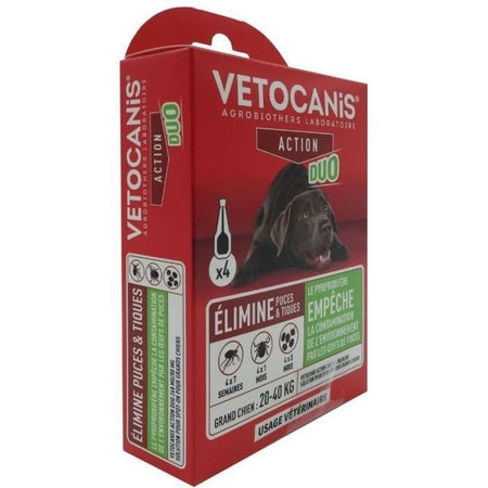Pipette - VETOCANIS - x4 Pipette Duo Anti-pulci e zecche 268mg/80mg per Cani di Taglia Grande