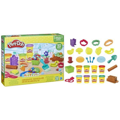 Play-Doh My Little Garden, Scatola di pasta modellabile per coltivare fiori e frutti con accessori, dai 3 anni in su