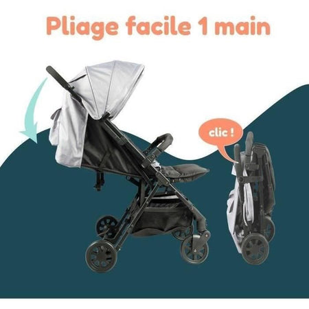 Bambisol - DS209 GRIGIO NERO - Passeggino doppio affiancato Per gemelli dalla nascita, chiusura ultracompatta Nero Grigio