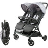 Bambisol - DS209 GRIGIO NERO - Passeggino doppio affiancato  Per gemelli dalla nascita, chiusura ultracompatta  Nero Grigio