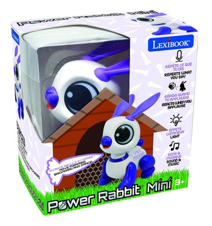 Power Rabbit Mini - Coniglio robot con effetti luminosi e sonori, controllo del battito delle mani, ripetizione