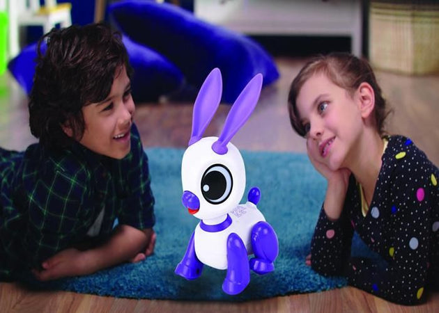 Power Rabbit Mini - Coniglio robot con effetti luminosi e sonori, controllo del battito delle mani, ripetizione