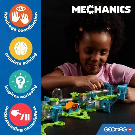 Set di costruzioni - GEOMAG - Obiettivo sfida meccanica! - 96 pezzi - Magnetico - Gioco interattivo - Plastica riciclata