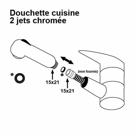 Soffione doccia - ROUSSEAU - Cromato - ABS - 2 getti - Anticalcare