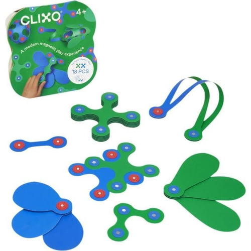Set di costruzioni magnetiche - GIPSY TOYS - Itsy CLIXO - 18 pezzi - Blu/verde - Dai 4 anni in su