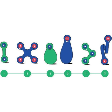 Set di costruzioni magnetiche - GIPSY TOYS - Itsy CLIXO - 18 pezzi - Blu/verde - Dai 4 anni in su