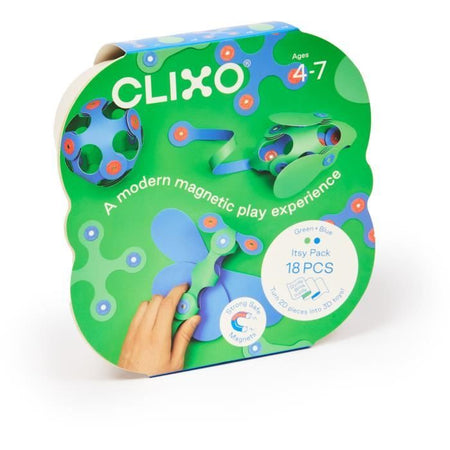 Set di costruzioni magnetiche - GIPSY TOYS - Itsy CLIXO - 18 pezzi - Blu/verde - Dai 4 anni in su