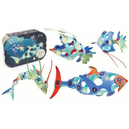 Gioco di costruzione magnetico - GIPSY TOYS - CREATURE DELL'OCEANO - 24 pezzi - Si illumina al buio - 9 forme uniche