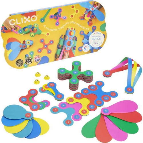 Set di costruzioni magnetiche - GIPSY TOYS - Rainbow Pack CLIXO - 42 pezzi - Dai 4 anni - Ecologico