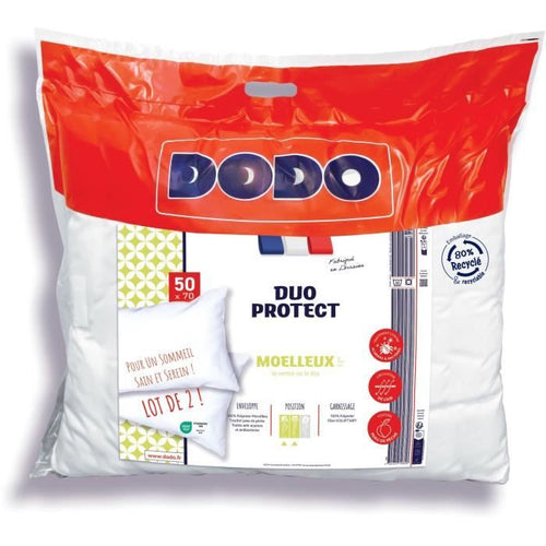DODO - Set 2 cuscini morbidi - DUO PROTECT - 50 x 70 cm - 100% Poliestere VOLUPT'AIR - Bianco