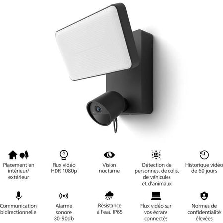 Philips Hue Secure Outdoor Smart Security Camera Floodlight - 1080P - Integrato - Comunicazione bidirezionale
