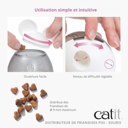 Distributore di snack per gatti - CATIT - PIXI - Design orecchie di topo - Bianco