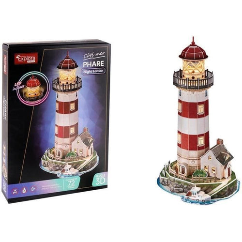 Puzzle 3D del faro - Gioco di costruzione - EXPLORA - 72 pezzi - Da 8 anni in su