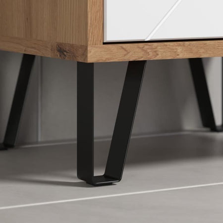 Mobiletto da bagno Touch bianco opaco, decoro rovere.