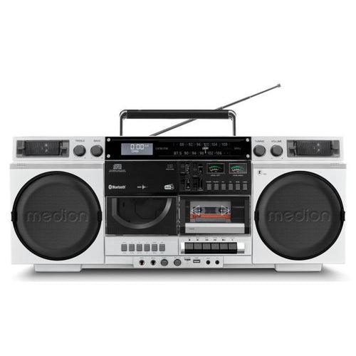 Ghetto Blaster - MEDION - Vintage - DAB+ - CD/Cassetta/USB/MP3 - 2x10W RMS - Argento