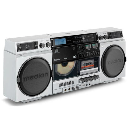 Ghetto Blaster - MEDION - Vintage - DAB+ - CD/Cassetta/USB/MP3 - 2x10W RMS - Argento