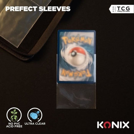 Bustine protettive per carte - KONIX - Bustine perfette - 100 tasche - Compatibile con Magic The Gathering, Pokémon - Trasparente