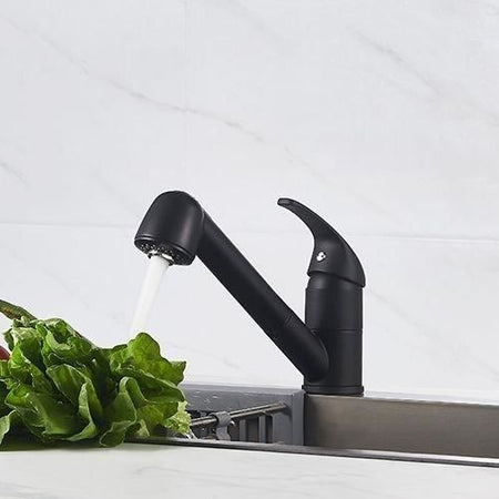 Miscelatore per lavello - BAGO - Doccetta estraibile a 2 getti - Nero opaco - Design classico - Installazione facile