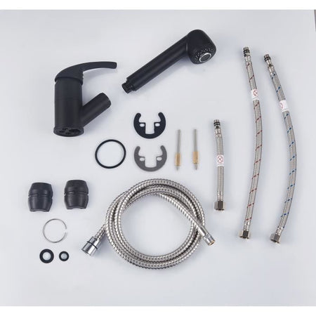 Miscelatore per lavello - BAGO - Doccetta estraibile a 2 getti - Nero opaco - Design classico - Installazione facile