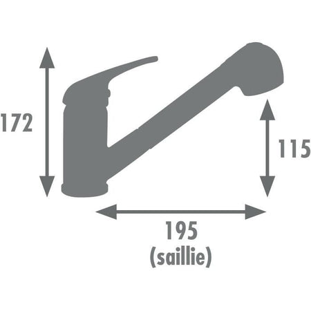 Miscelatore per lavello - BAGO - Doccetta estraibile a 2 getti - Nero opaco - Design classico - Installazione facile