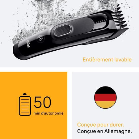 Tagliacapelli - BRAUN - HC5510 - Senza fili - 50 min - 9 impostazioni - Nero