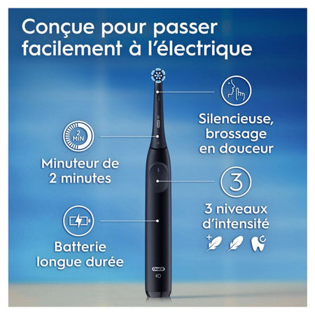 Spazzolino elettrico - Oral-B - iO2 - Nero - 3 modalità - Timer 2 minuti