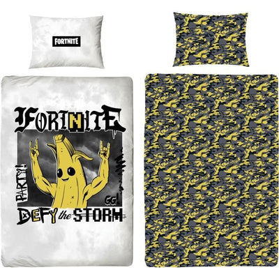 Completo letto reversibile - FORTNITE - Banana - Microfibra - 1 copripiumino 140 x 200 cm + 1 federa 63 x 63 cm
